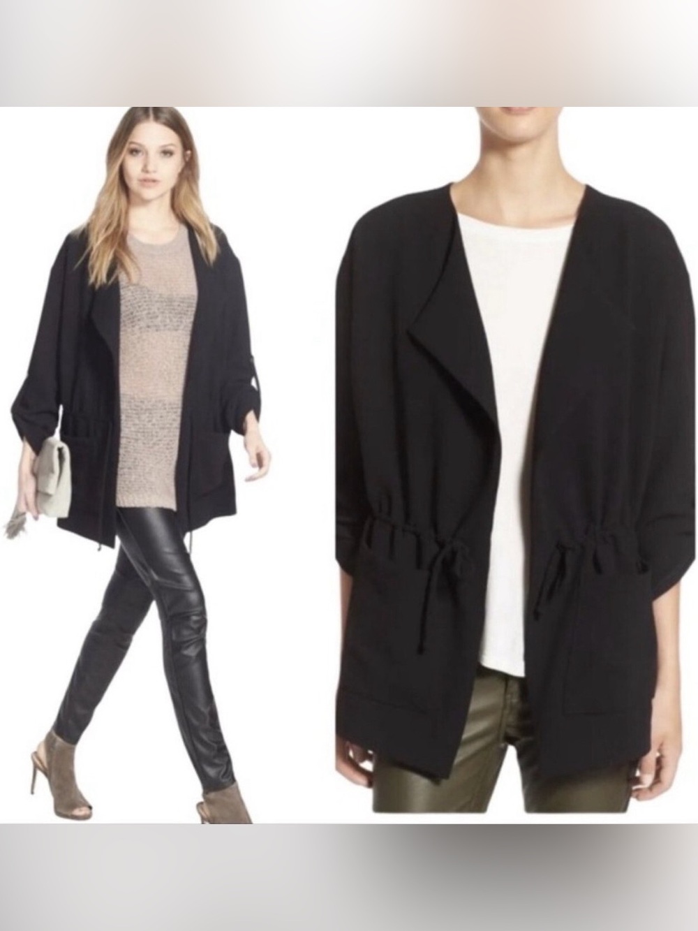 ASTR the Label Drapey Open Front Cardigan Blazer Women’s Size XS in Black